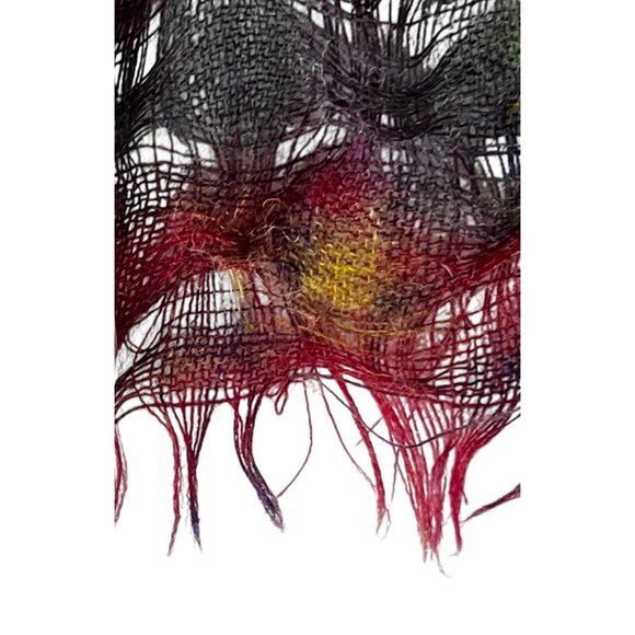 Lucky Brand Wool Loose Weave Gauzy Scarf Gray Red Yellow & Purple Wrap Shawl - Picture 9 of 11